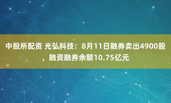 中股所配资 光弘科技：8月11日融券卖出4900股，融资融券余额10.75亿元